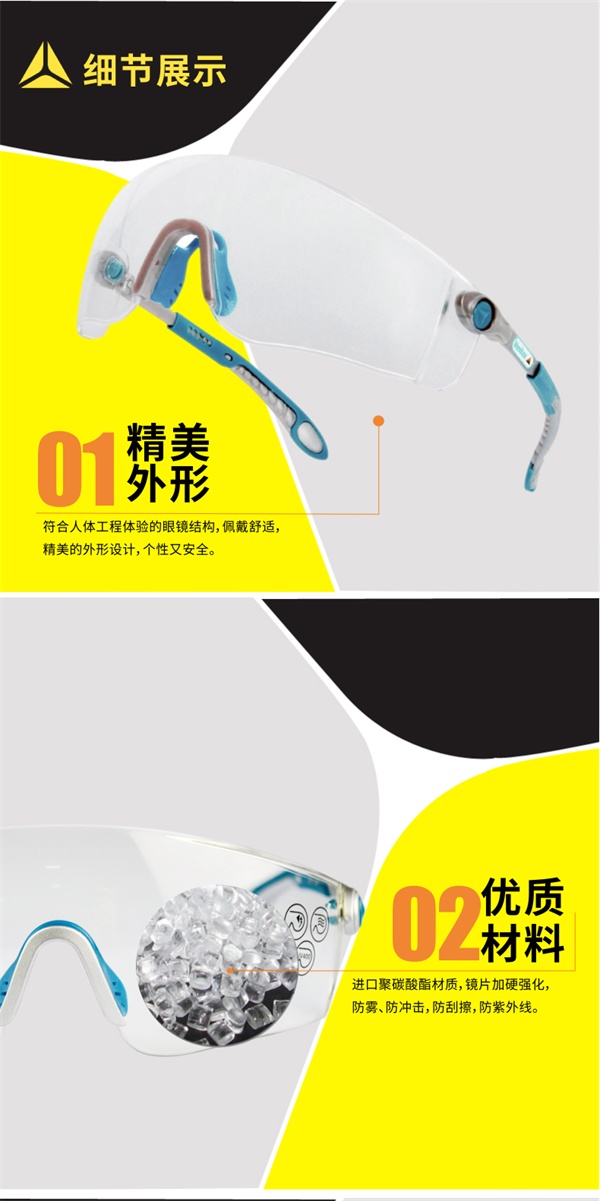 代尔塔 舒适型整片式侧边防护眼镜 101115